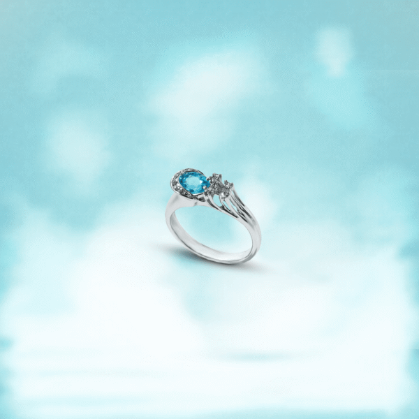 Blue Topaz with CZ in silver